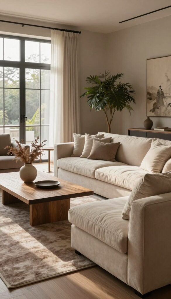 7 Quiet Luxury Living Room Inspiration in Earthy Neutral Tones