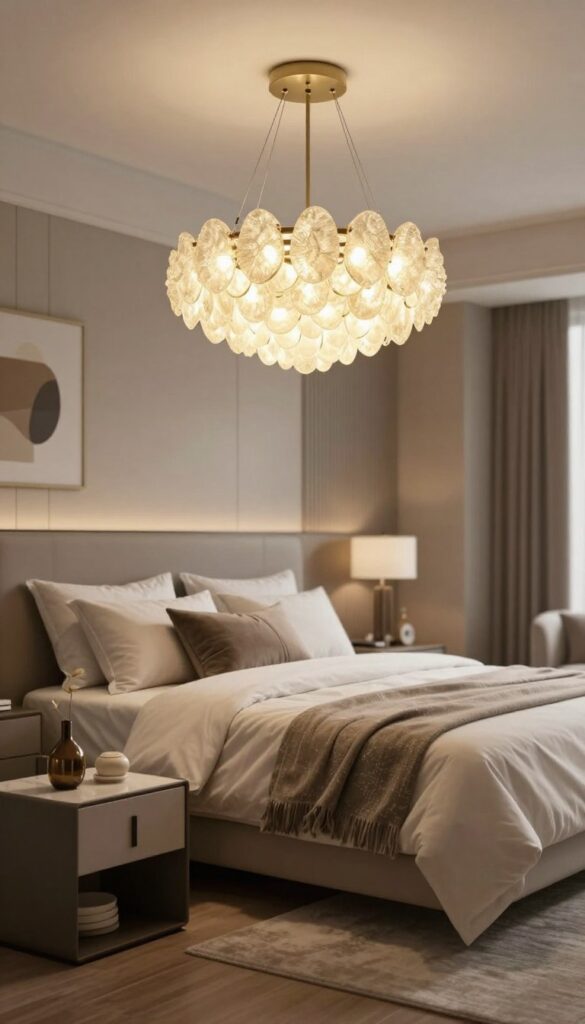 statement lighting in a sophisticated bedroom